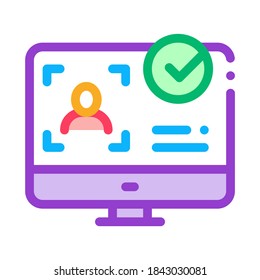 Computer Person Identity Icon Vector. Outline Computer Person Identity Sign. Isolated Contour Symbol Illustration