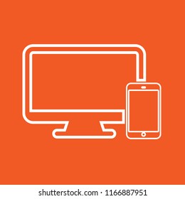 Computer and phone connection icon, stock vector illustration, EPS10.