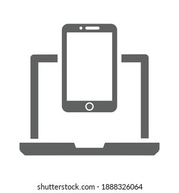 Computer, phone, devices icon. Gray vector isolated on a white background.