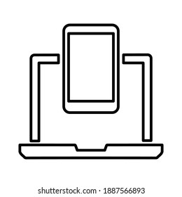 Computer, Telefon, Geräte umreißen Symbol. Liniendesign