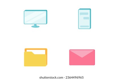 Computer, Phone, File Manager and Mail Modern Icon vector