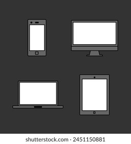 computer and phone icon in multiple versions