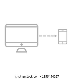 computer and phone icon on white background