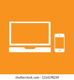 Computer and phone icon, stock vector illustration, EPS10.