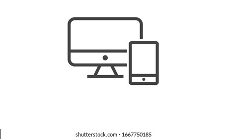 Computer, phone icon vector isolated on white background.  