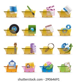 Computer and Phone Icons - Folders - Vector Icon Set