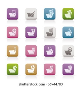 Computer and Phone Icons - Folders - Vector Icon Set