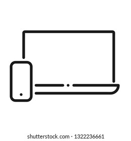 Computer and phone line icon