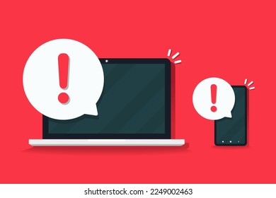 Computer phone warning icon. Illustration vector