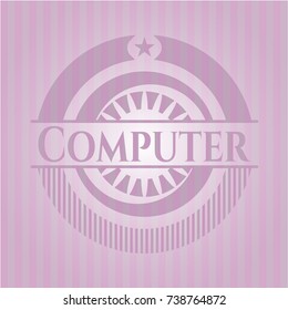 Computer pink emblem. Vintage.