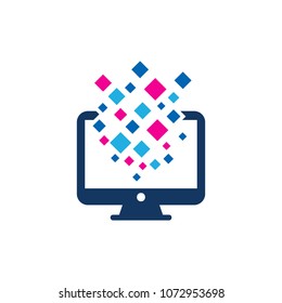 Computer Pixel logo Icon Design