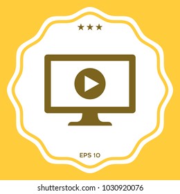 Computer with play button icon