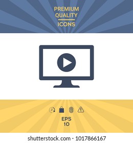 Computer with play button icon. Element for your design