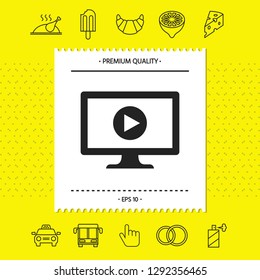 Computer with play button icon. Graphic elements for your design