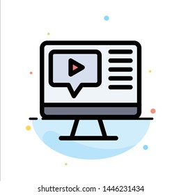 Computer, Play, Video, Education Abstract Flat Color Icon Template
