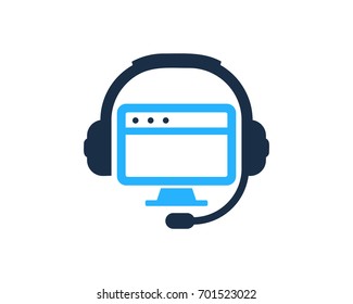Computer Podcast Icon Logo Design Element