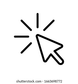 Computer pointer, cursor or mouse arrow, click, outline design. Black icon on white background