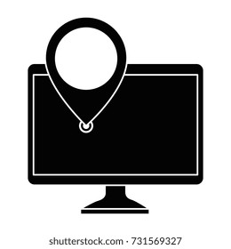 computer with pointer location isolated icon