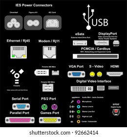 computer ports, vector
