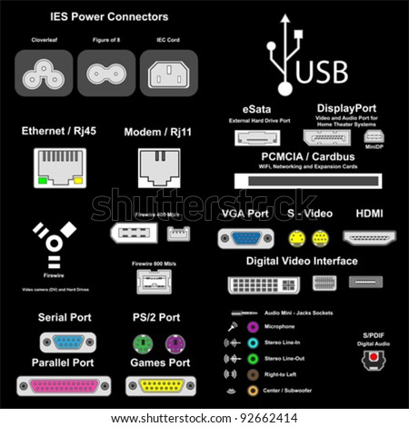 computer ports, vector
