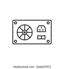 Computer power supply icon. High quality black vector illustration.