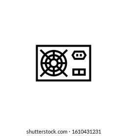 Computer power supply icon in outline style on white background