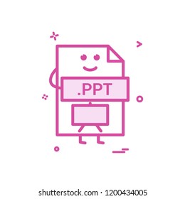 Computer ppt file format type icon vector design