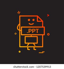 Computer ppt file format type icon vector design