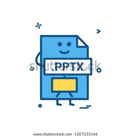 Computer pptx file format type icon vector design
