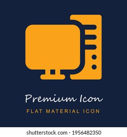 Computer premium material ui ux isolated vector icon in navy blue and orange colors