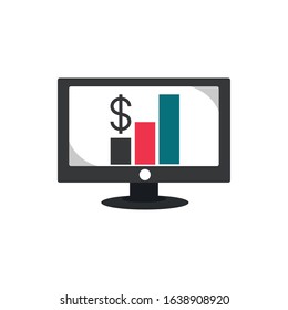 computer presentation chart report money business finance vector illustration
