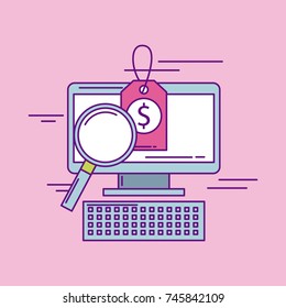 computer price tag magnifier offer commerce