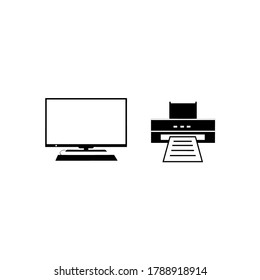 computer and printer icon vector illustration logo template