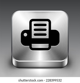 Computer Printer on Silver Square Button