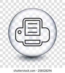 Computer Printer on Transparent Round Buttons