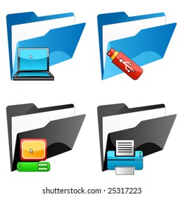 Computer, printer, USB - icons