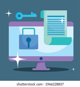 computer and privacy policy illustration