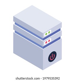 Computer Processing Unit, Icon Of Cpu In Isometric Design 