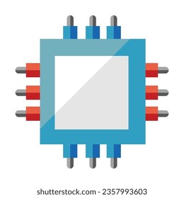 Computer processing unit. Modern high tech electronic device cartoon illustration. Technology and computers concept. Colored flat vector isolated on white background
