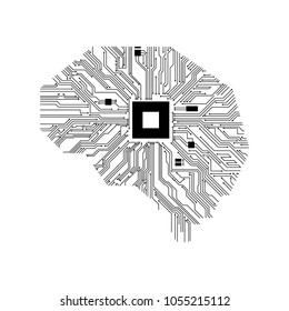 Computer Processor Brain Shape with Circuit Board