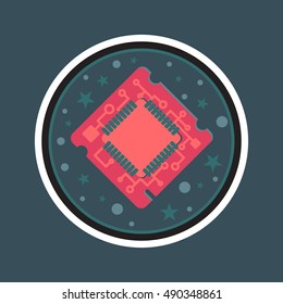 Computer Processor Chip. High tech microprocessor. Vector