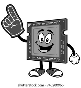 Computer Processor with Foam Finger Illustration