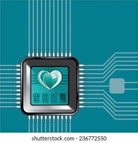 Computer processor with a heart and a code
