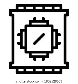 Computer processor icon. Outline computer processor vector icon for web design isolated on white background