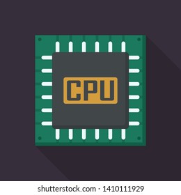 Computer Processor Illustration in Flat Design  Style