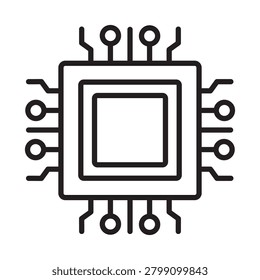 Computer Processor Microchip Outline Icon