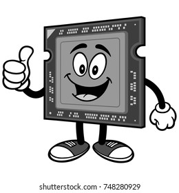 Computer Processor with Thumbs Up Illustration