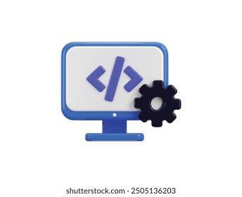 Computer and program code development coding icon screen IT technologies website programming project data programming software engineer icon