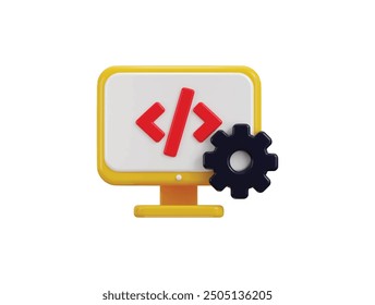 Computer and program code development coding icon screen IT technologies website programming project data programming software engineer icon