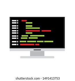 computer with a program code, vector illustration design